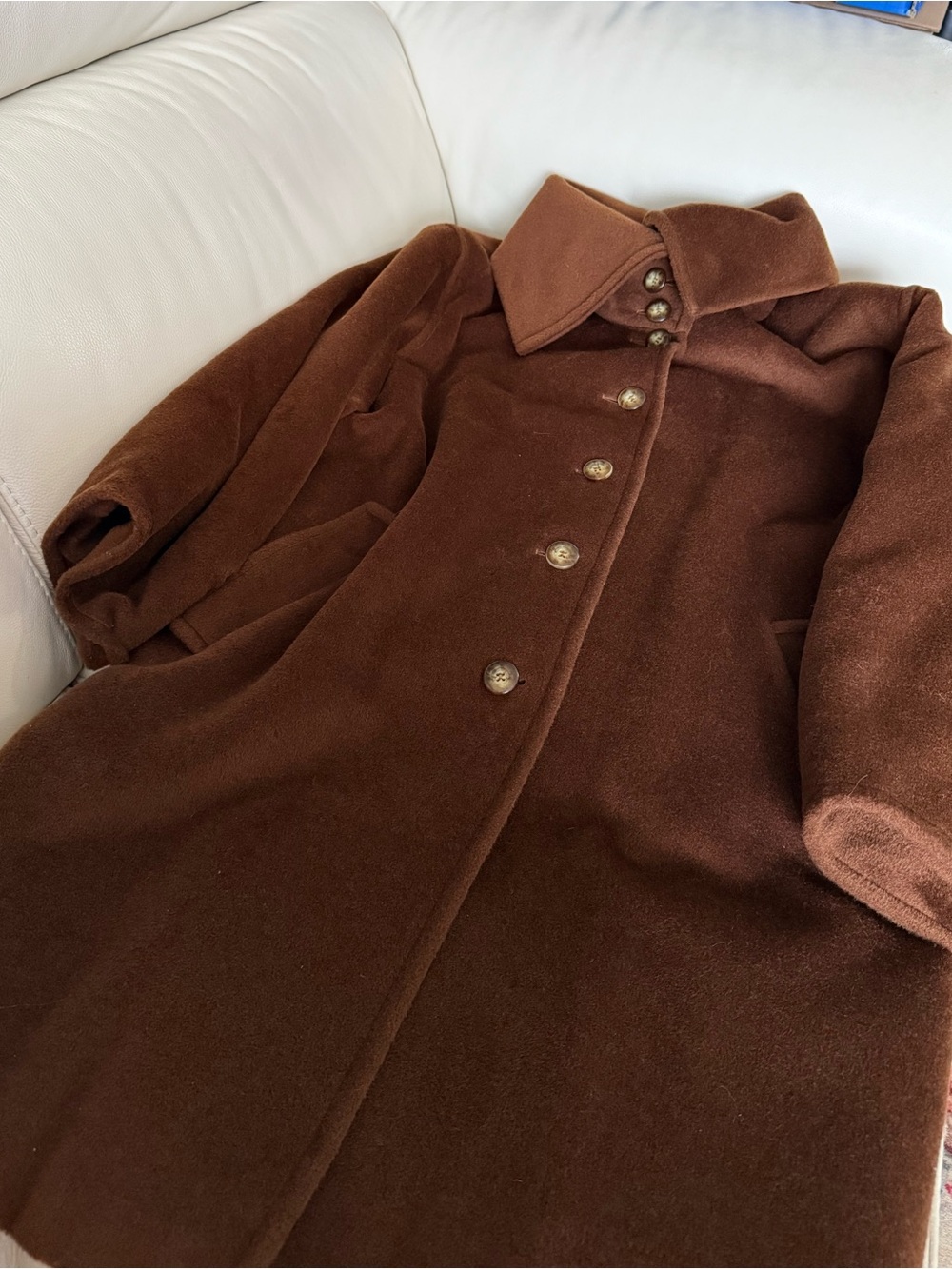 MaxMara Brown Wool Button-Front Wool Coat Vintage